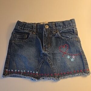 3T Old Navy Blue Denim Skirt with Embroidered Heart